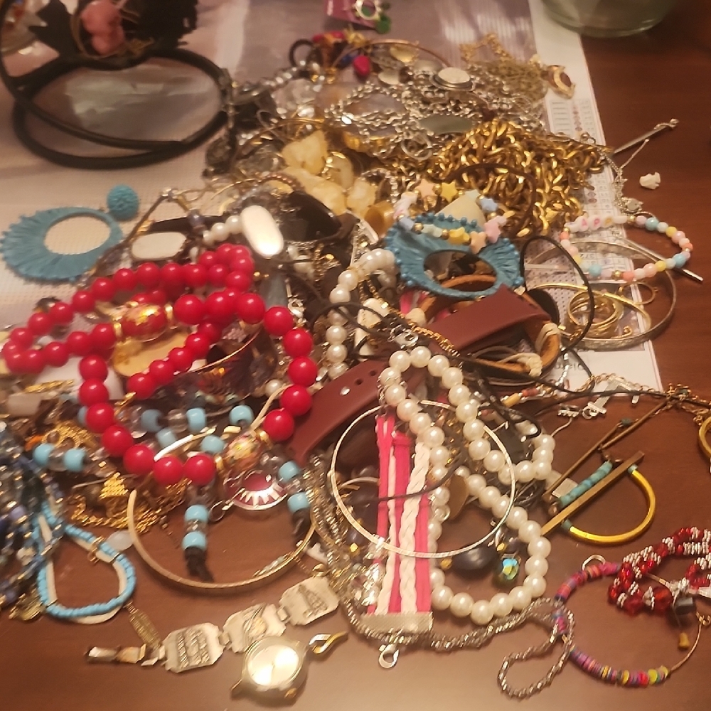 Vintage Red Bead and Turquoise Accent Necklace Mix